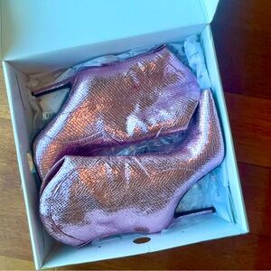 Metallic Pink Cowboy High Heel Bootie